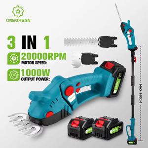 원그린 3 in 1 텔레스코픽 폴 전기 울타리 트리머 20000RPM 관목 제초 정원 전동 공구 (21/18V 배터리용)