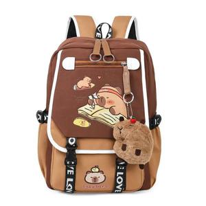 Capybara 배낭 Schoolbag 십대 방수 소녀 소년 배낭 여성 여행 가방 Bookbag Mochila 플러시 키 체인