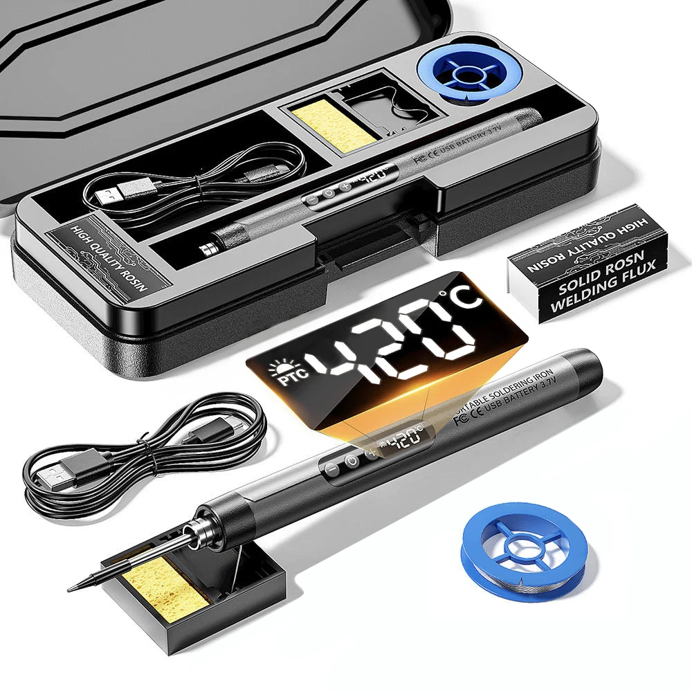 USB 납땜 인두 세트 휴대용 가정용 Type-C 인터페이스 1000mAh 배터리 3단 기어 온도 조절 용접 도구