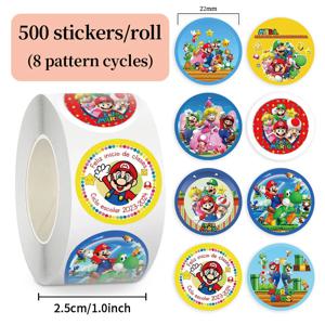 500PCS 슈퍼 마리오 브라더스 롤 스티커 애니메이션 만화 Diy 라벨 수하물 낙서 데칼 만화 어린이 파티 캔디 스티커 장식