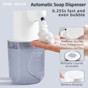 새로운 벽 마운트 자동 비누 디스펜서 거품 스마트 손 세탁기 400ml 액체 충전식 욕실 유도 센서