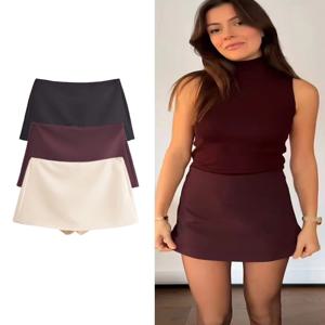 TFMLN 새 봄 여성 솔리드 Skort 패션 인과 사이드 지퍼 미니 반바지 스커트 빈티지 하이 웨스트 streetwear 반바지 스커트