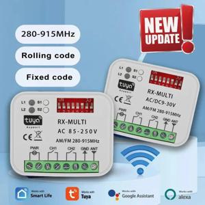 Tuya WiFi 차고 문 수신기 2CH 게이트 범용 수신기 300-900MHz 원격 제어 스위치 용 다중 주파수 9-30V 85-250V