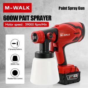M-WALK 600W 페인트 스프레이 건 – 800ML 탱크 & 39000 RPM 브러시리스 모터, 가구/벽/자동차 도장용, 밀워키 18V 배터리 핀 호환