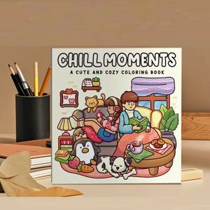 CHILL MOMENTS: 휴식을 위한 귀엽고 아늑한 일상 활동이 담긴 성인용 색칠 공부(아늑한 공간 색칠)