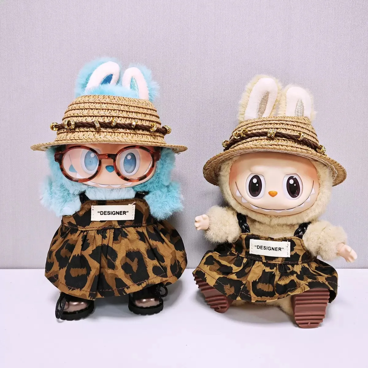 15-17cm Labubu 인형 옷 DIY 미니 인형 옷 복장 액세서리 및 레오파드 프린트 드레스 스커트 생일 선물 어린이 장난감