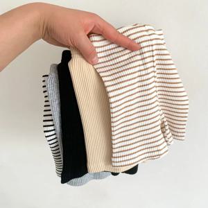 2025 여름 아기 바지 바지 늑골이있는 탄성 줄무늬 바지 어린이 캐주얼 유아 의류 어린이 유아 소년 소녀 옷