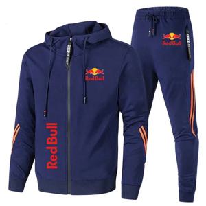 Red Bull Racing 로고 프린트 남성 운동복 까마귀 세트 지퍼 스웨트 + 바지 2 피스 슈트 익스트림 스포츠 맞춤형 Red Bull Tracksuit