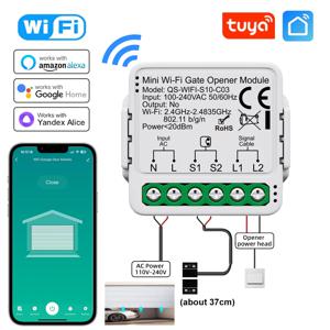 Tuya 미니 WiFi 차고 문 오프너 스마트 라이프 App 원격 음성 제어 게이트 도어 스위치 모듈은 Alice Alexa Google 홈과 함께 작동합니다.