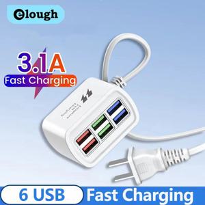 6 USB 충전기 전원 스트립 범용 고속 충전 EU/US 플러그 전화 충전기 어댑터 전기 소켓 연장 케이블 테이블 소켓