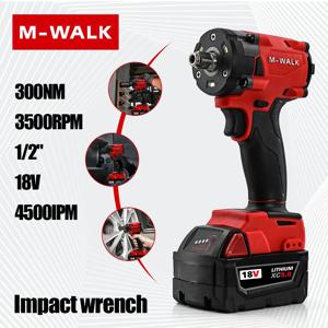 M-WALK 1/2인치 전기 렌치 300N. m 18V 밀워키 배터리 핀 자동차 타이어 제거 렌치용 속도 조절 가능