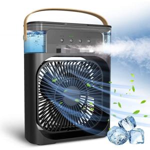 3 in 1 팬 에어컨 휴대용 USB 전기 팬 LED 야간 조명 물 미스트 팬 테이블 가습기 가정용 여름 쿨러