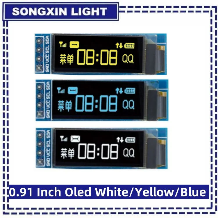 0.91 인치 OLED 모듈 흰색/파란색/노란색 128X32 OLED LCD LED 디스플레이 모듈 0.91