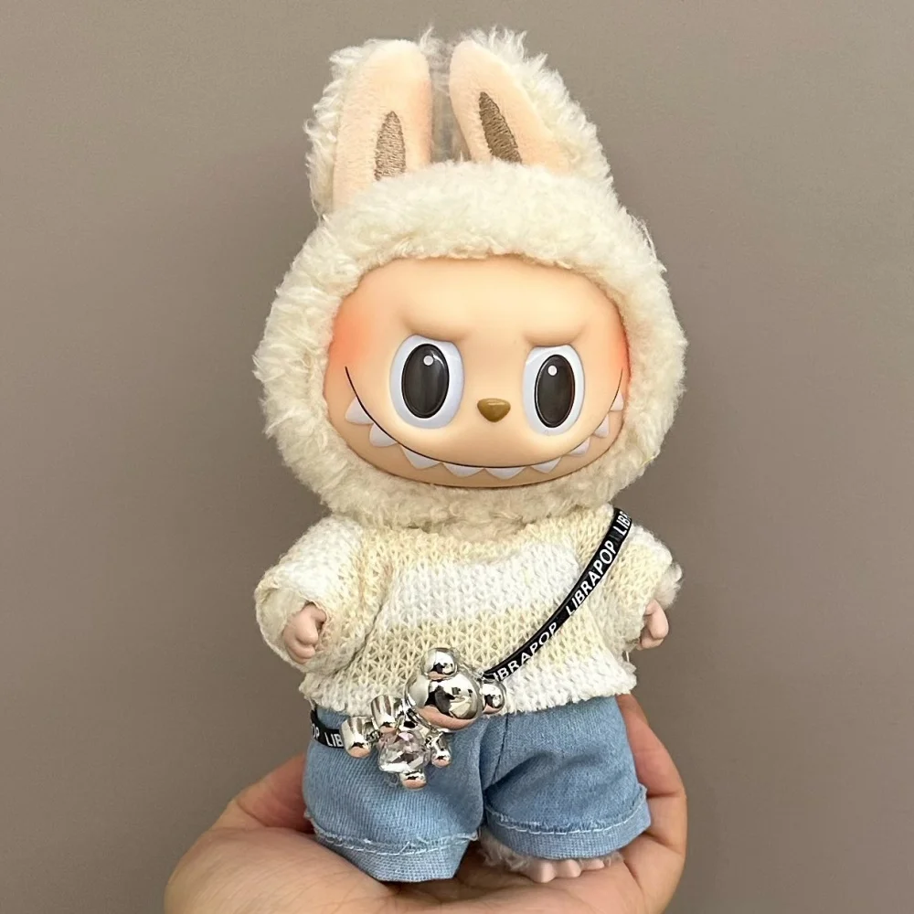 인형 디자이너 옷 V1/2/3 Labubu 티셔츠 바지에 적합 작은 곰 펜던트 3 개/갑 귀여운 패션 봉제 인형 액세서리