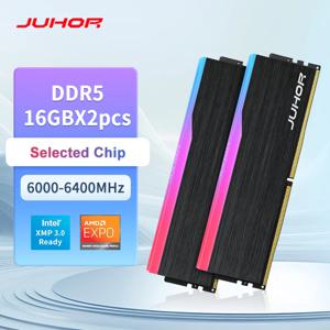 JUHOR Memoria Ram DDR5 RGB 16GB 6000MHz 6400MHz 데스크탑 PC4 컴퓨터 고성능 Dimm 메모리