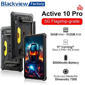 Blackview Active 10 Pro 러기드 태블릿 11인치 FHD+ 디스플레이 MTK 7300 30000mAh 배터리 108MP 카메라 12GB/512GB 저장공간 5G 안드로이드 14
