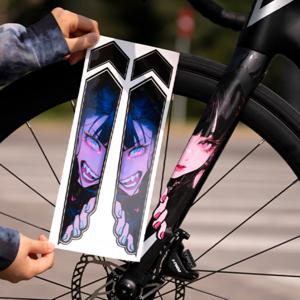 1 쌍 애니메이션 눈 MTB 자전거 스티커 방수 고속도로 자전거 포크 탑 튜브 오토바이 전기 스쿠터 장식 비닐 데칼