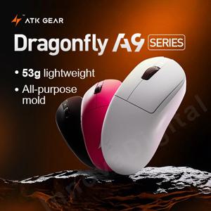 ATK Dragonfly A9 울트라 무선 E-스포츠 게임용 마우스 초경량 트라이 모드 듀얼 8K 인체공학적 마우스 A9 Plus PAW3395/3950