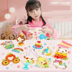 어린이 DIY 수제 크리스탈 접착제 그림 공기 건조 장난감 세트 소녀 낙서 색칠 선물 No-bake 교육 미술 키트 팔찌
