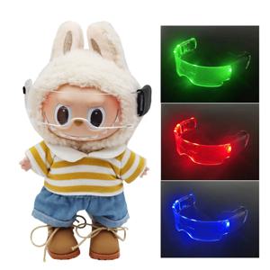 LED 빛나는 안경 장식 조명 안경 Labubu 인형 의류 복장 액세서리에 대한 다채로운 변경 LED 안경
