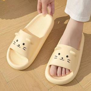 Printting 귀여운 고양이 여성 슬리퍼 여름 실내 부드러운 만화 샌들 욕실 안티-슬립 야외 편안한 남성 레저 신발 커플