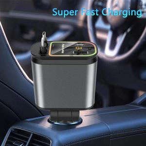 지붕 별빛 USB C 케이블이 포함된 4 in 1 접이식 차량용 충전기 iPhone Samsung 휴대폰용 자동 지붕 고속 충전 별빛
