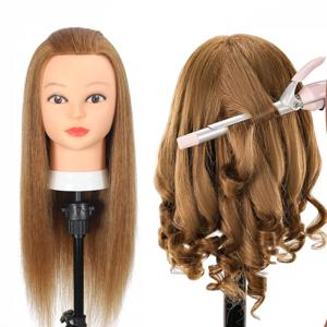100% 진짜 머리 마네킹 머리 인간의 머리카락 미용사 미용술 마네킹 Manikin 훈련 연습 스타일링 인형 머리