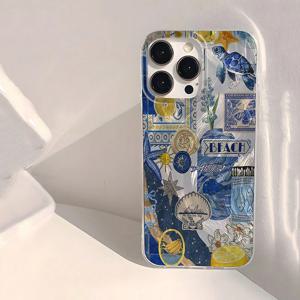 여름 풍경 해변 파도 모래 패턴 폰 케이스 (아이폰 16 15 14 13 12 11 Pro Max XS X XR 8 7 Plus 16e SE 2022 SE2 커버)