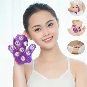 9 360도 롤러 금속 롤러가 포함된 1PC 손바닥 모양의 마사지 장갑 바디 마사지