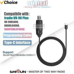 Iradio UV-98 Plus USB 프로그래밍 케이블 Type-C 인터페이스 UV-99 RT-880 R5000 R6000 라디오 지원 Win11과 호환되는 원본