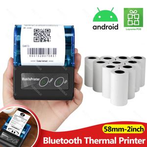 휴대용 미니 열전 사 프린터 2 인치 블루투스 USB 영수증 빌 티켓 프린터 레스토랑 안드로이드에 대한 58x30mm 인쇄 용지