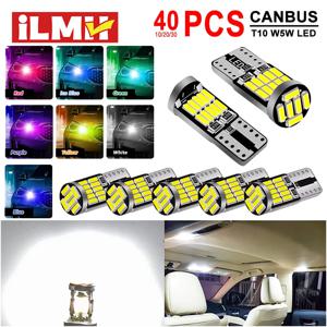 10-40PCS T10 W5W LED 전구 CANBUS 오류 없음 12V 4014-26SMD 400LM 6500K 슈퍼 밝은 흰색 자동차 인테리어 돔 도어지도 트렁크 조명