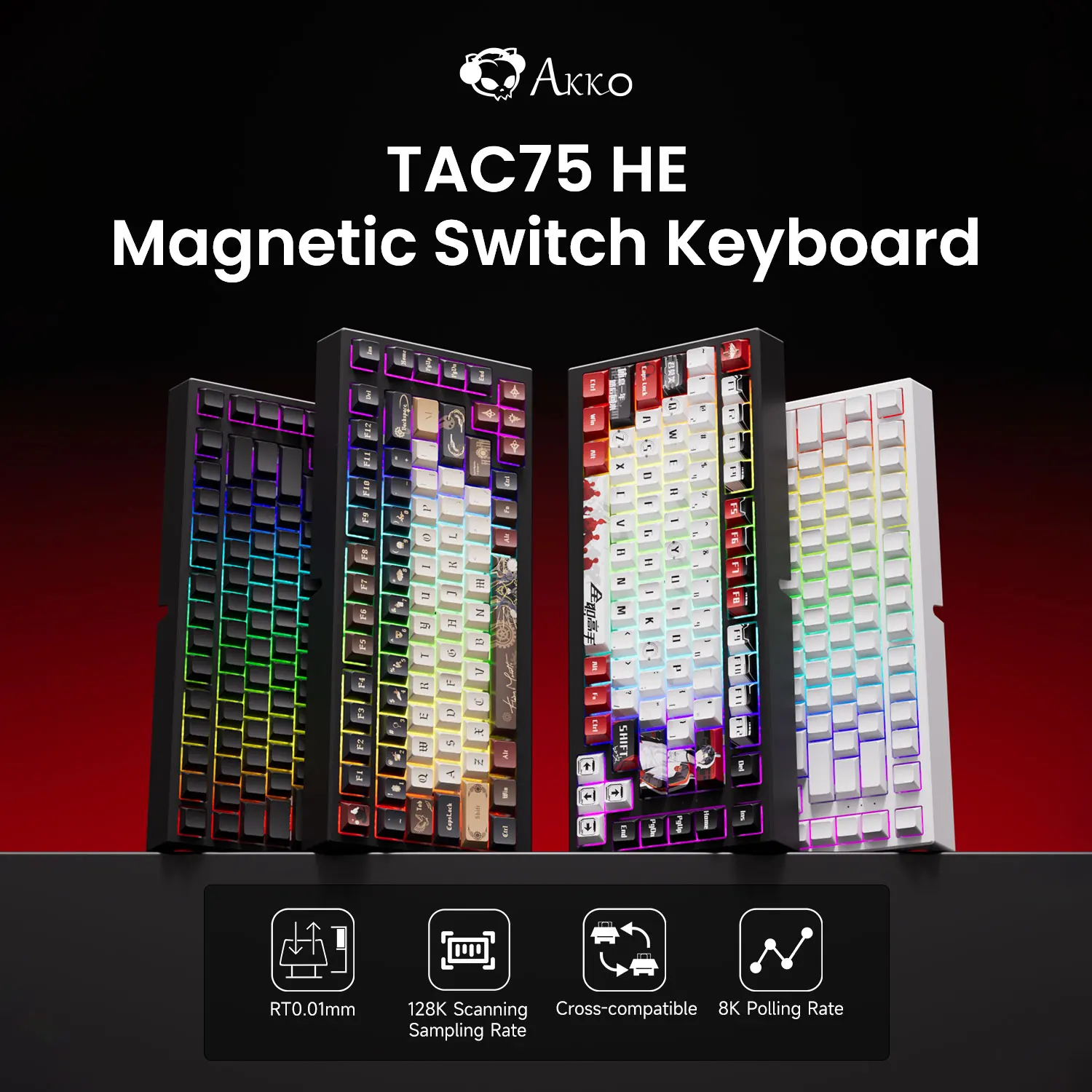 AKKO TAC75 HE 마그네틱 스위치 키보드 75% 게이밍 키보드 래피드 트리거 0.01mm 8K RGB 유선 e스포츠 커스텀 키보드 (게이머용)