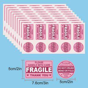 100PCS 깨지기 쉬운 스티커는 손잡이를 부수지 마십시오. 5cm * 7.6cm 배송 라벨 포장 알림 라벨 감사 스티커