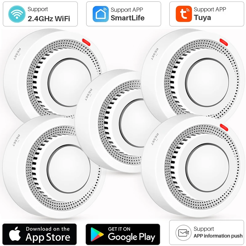 Wifi Tuya 스마트 연기 감지기 센서 무선 화재 방지 연기 경보 고감도 안전 예방 센서 80DB