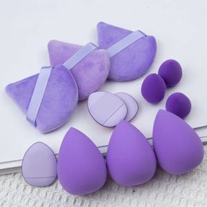 초보자에게 필수적인 소형, 중형 및 대형 조합 세트 메이크업 퍼프 12개 뷰티 툴 파우더 퍼프
