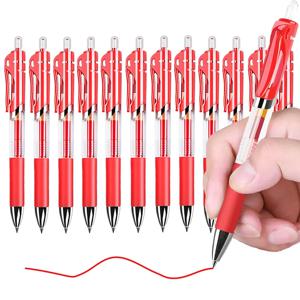 개폐식 0.5mm 빨간색 잉크 젤 펜 리필 컬러 미적 문구 펜 용품 볼펜 및 사무용 연필 쓰기 학교