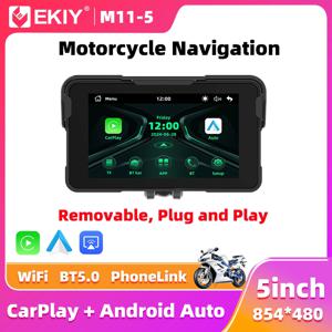 EKIY 무선 CarPlay 모토 안드로이드 자동 5 인치 휴대용 디지털 오토바이 대시 보드 GPS 오토바이 네비게이션 디스플레이 화면