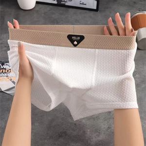 1pcs 남자 복서 반바지 얼음 실크 속옷 플러스 사이즈 속옷 통기성 섹시 슬림 팬티 에어컨 란제리 도매