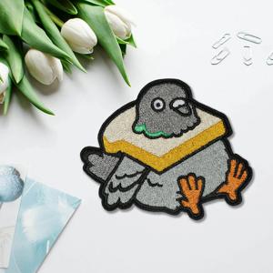 토스트 자수 패치 달린 비둘기, 다리미 바느질 패치, 의류 모자 가방 재킷, DIY 선물, 유머 배지, 뜨거운 접착제 포함, 1 개