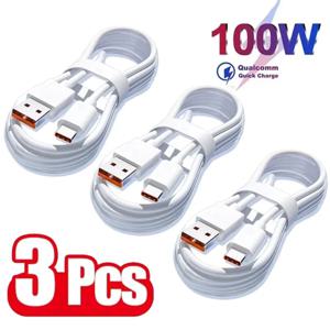 삼성 화웨이 샤오미 레드미용 3개입 6A 100W C타입 초고속 충전 케이블 데이터 케이블 (USB C 케이블)