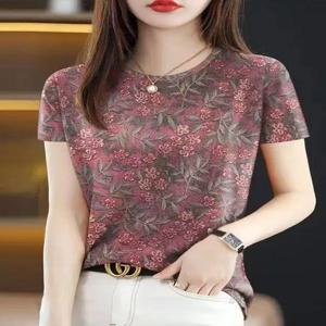 2025년 여름 아이스 실크 맘 셔츠 루즈핏 큰 사이즈 오버헤드 캐주얼 여름 중반 패션 반팔 포켓 손수건