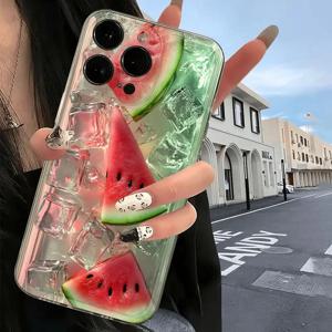 여름 신선한 얼음 수박 심플 패션 트렌디 폰 케이스 (아이폰 16, 15, 14, 13, 12, 11 Pro, XS Max, 7, 8 Plus 용)