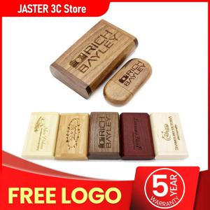 JASTER (1 PCS 무료 로고) 나무/대나무 USB 플래시 드라이브 2.0 Pendrive 4gb 8gb 16gb 32gb 64gb 128gb 메모리 스틱 사진 선물