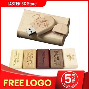 JASTER USB 플래시 드라이브 2.0 128GB 메모리 스틱 나무/대나무 무료 로고 Pendrive 4GB 8GB 16GB 32GB 64GB 펜 드라이브 결혼 선물