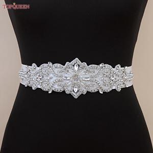 TOPQUEEN S26 럭셔리 모조 다이아몬드 웨딩 드레스 벨트 여성 크리스탈 아플리케 장식 신부 허리띠 신부 새시