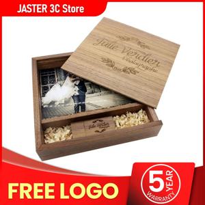 JASTER 메이플 사진 앨범 나무 USB + 박스 메모리 스틱 Pendrive 8GB 16GB 32GB 64GB 128GB 사진 선물 무료 로고 (170*170*35 MM)
