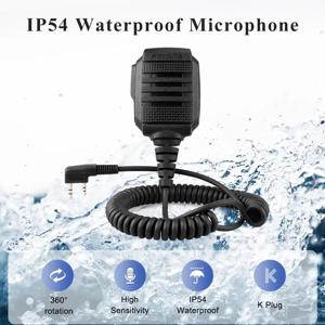 Retevis HK006 RT622 방수 워키 토키 마이크 PTT 마이크 라디오 스피커 Baofeng UV-5R BF-88E Retevis H777 RT3S TYT