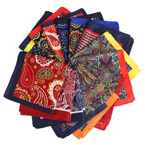 Tailor Smith Luxury 33X33 cm 대형 손수건 페이즐리 꽃 폴카 도트 포켓 스퀘어 마이크로 화이버 스크린 인쇄 남성용 Hankies