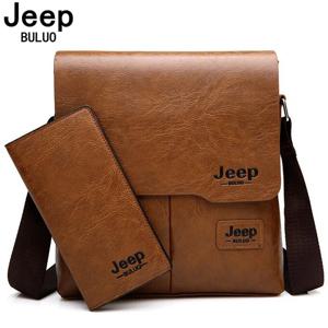 JEEP BULUO 남자 가방 유명 브랜드 2 개 세트 남자 가죽 메신저 Shouder 가방 비즈니스 여행 가방 남성 토트 크로스 바디 가방